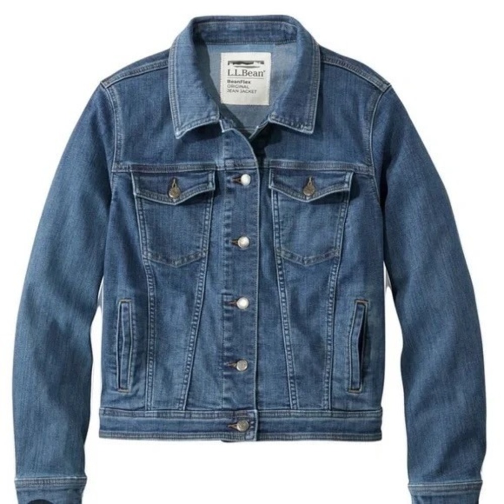L.L. Bean Women's Beanflex Jean Jacket Denim Button Front Sz S Pockets, Classic